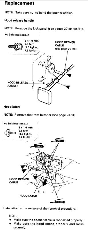 1993 Honda civic hood release cable #2