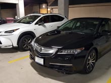 My TLX next to the wife's car.