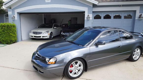 Taking car home for the week to test all the systems we replaced.  Still need hood, seats,  doors, exhaust,  and miscellaneous things. The background are my daily drivers,  two E350 coupes.