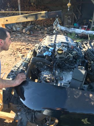 After much respectful removal of this well used Type-S, we began removing the engine/tranny together.