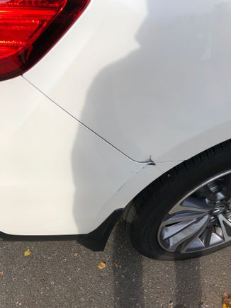 Dent and rip the metal and bumper 