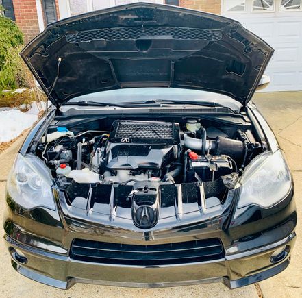Front of my RDX with the engine bay open.