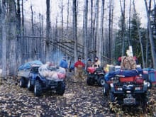 Closing of moose camp 9-21-04. My hunting buddies and I(red jacket).