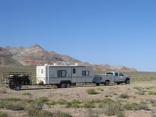 Here is our &quot;Adventure Train&quot; as we head toward our favorite camping spot in Dixie Valley, NV. Not a lot of other folks out here! PERFECT!                                                    