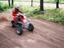 My son in Iron River,WI, sliding around on the Battleaxe Trail 2004