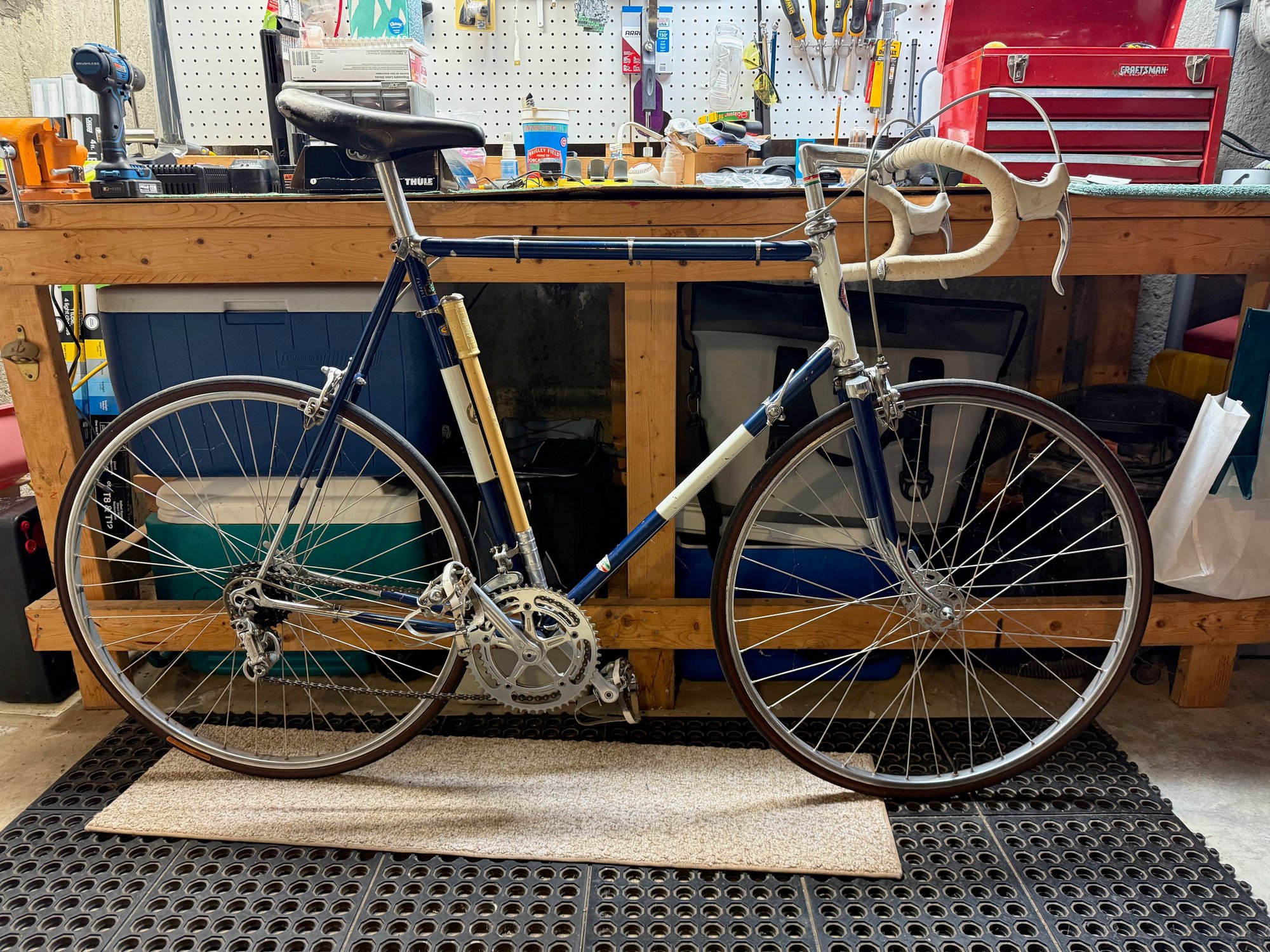 I need to dig through some old photos and find which decals came on the bike. I think it might be the Atala B set. I remember this bike had a decal on each side of the top tube that said 