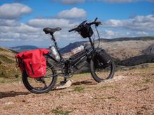 Bike Friday All Packa with rear rack with Arkel panniers and and fork-mounted 4.1 liter Ortliebs