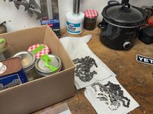 Second hand acetone cleans resin. Not sure if second hand white gas has a use. 