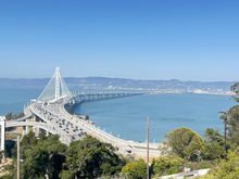 A view looking back toward the eastern span of the Bay Bridge.