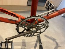 Chain wheel - the wheel has rubbed heavily on the frame and caused some damage here 