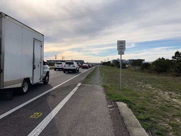 At some times of the day a bicycle is faster point-to-point. Westbound. 