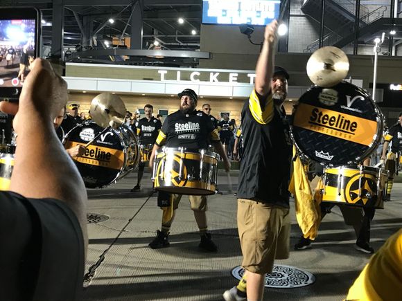 Steeler drink line admire the rabid fans 
