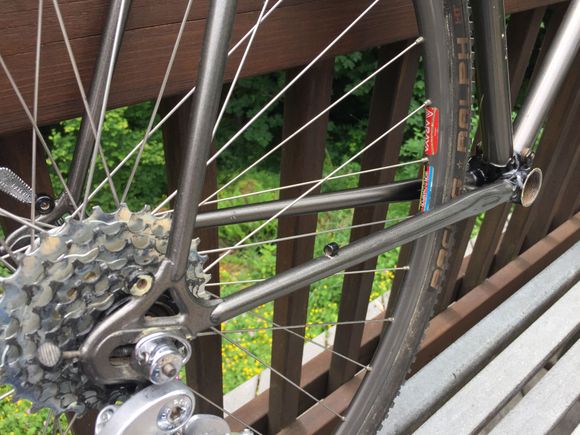 Fits 33mm knobbies, and more space to move rear wheel aft.  May fit these Bluemel Populars, come late Fall.