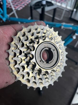The used but still viable Suntour Perfect freewheel. 