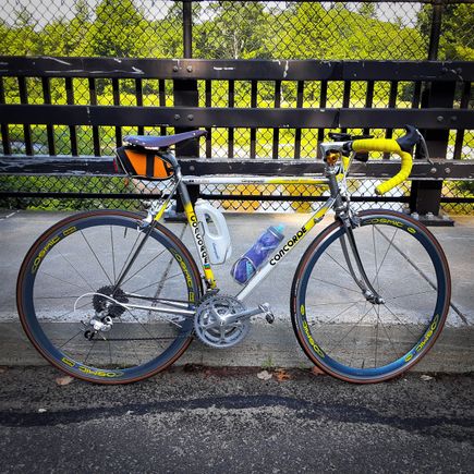 My 1990 Concorde.came with Athena 42/52 x 12-26 . Now that I'm 74, can't push those gears. Been piecing  together a triple with 52/42/28 x 12-32. Not much I can't climb, now. 
