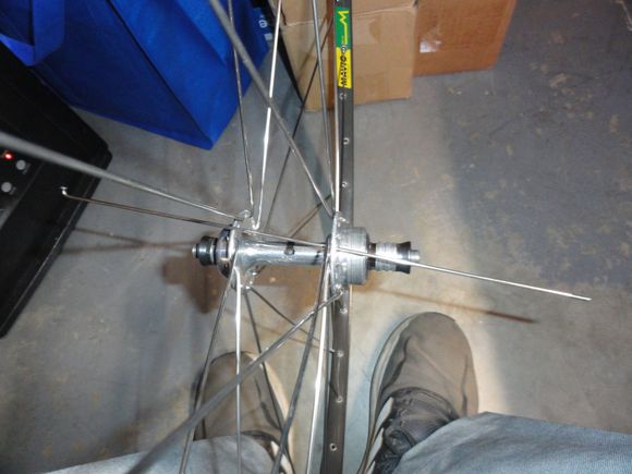 When the spokes are put from the inside out there are no impediments to the lacing