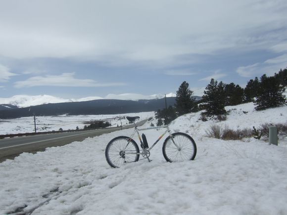 The bike trail was completely snowed over still a good foot or more in places.