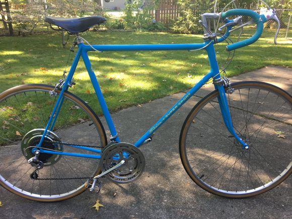 1972, all stock except derailleur and maybe cables