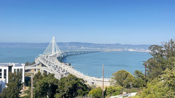 A view looking back toward the eastern span of the Bay Bridge.