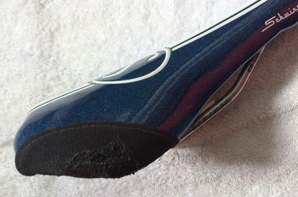 abrasion repaired (?) on side-pad