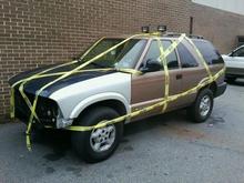 some friends decided it would be funny to tape up the blazer