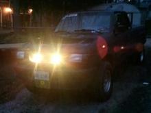 custom grille fog lights behind