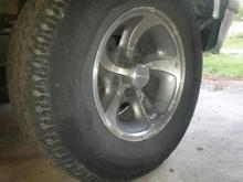 Scuffed 15' stock wheels on Goodyear Wranglers
