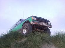 just sitting up on the grassy knoll