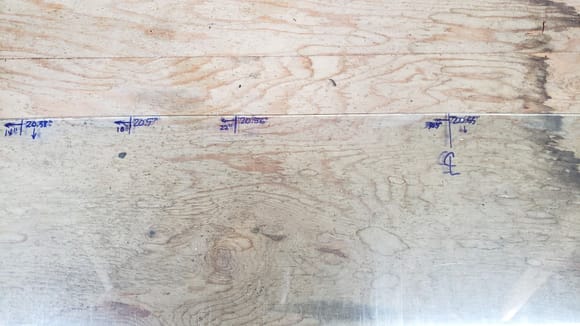 Photo 3 of 3 for the upper edge profile dimensioning. All measurements relative to corner of glass in lower left of pictures. CL mark denotes centerline of glass.