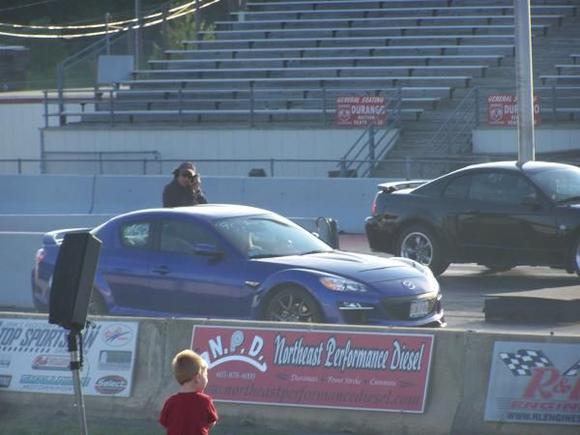 Her racing at the dragway