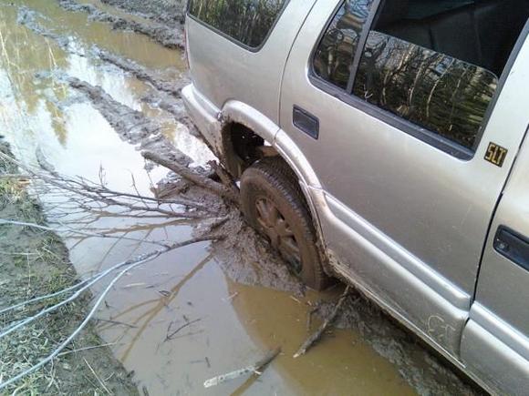 the old "put sticks under the tire" method