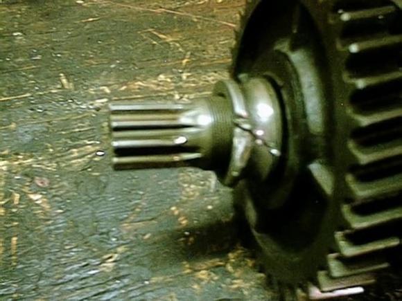 sm465 rebuild.cutting off inside part of bearing that would not pull off