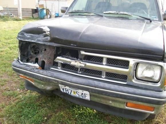 Doesn't look so bad but the accident shoved the fan right through the radiator and cut it in half. And took out everything on the passenger side including the air con, over flow res., quarter panel, broke windshield