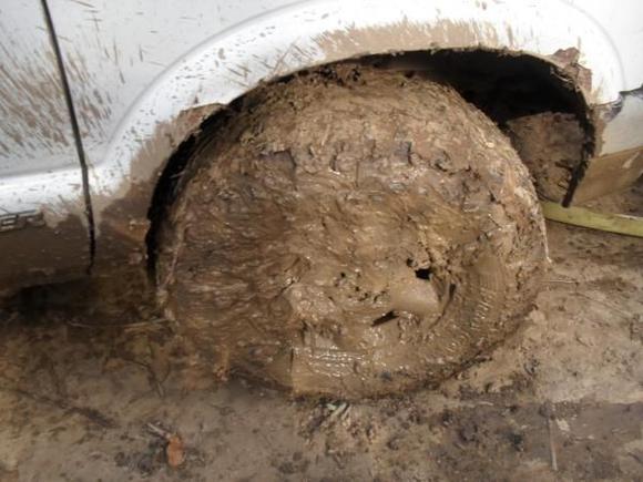 I think there is a tire under that mud somewhere???