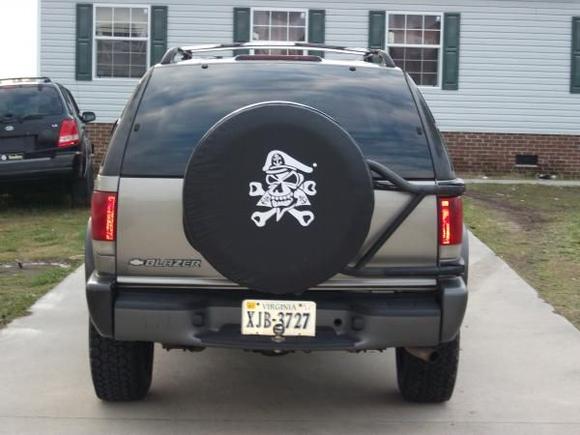 Here's a shot of the custom spare cover my wife made for me
