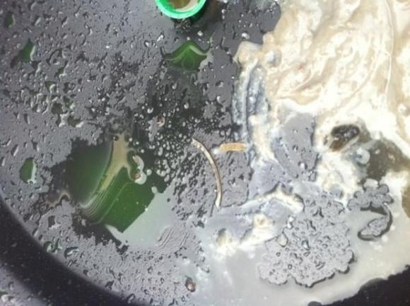 Sludge and a thin piece of plastic as well...