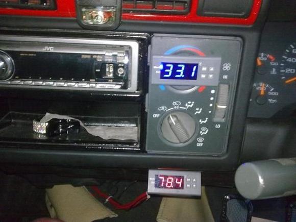 Temperature controller for A/C and engine cooling fan.