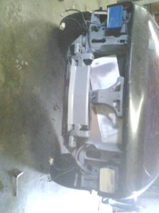 front of the blazer pulled the bumper off painted it and behind it black put my push bar on and off road lights on