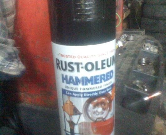 Black Rust-Oleum Hammered Paint....has a nice texture