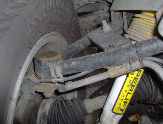 Upper control arm after lift with Rough Country upper control arm