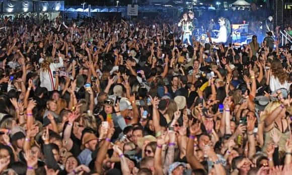Music fans at a concert in New Zealand in January 2021