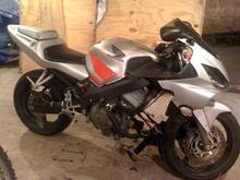 Stripped of Fairings, Headers And Stock Exhaust Pipe