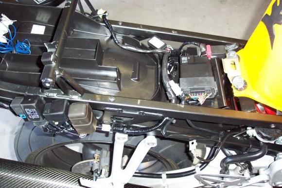 Another pic to show how I routed the wiring harness &amp; mounted components.  Getting close now!!! :D   Only things left to do are reinstalling battery &amp; connecting terminals, connecting tail lights &amp; rear signals, &amp; slipping on the F4i tail cowl &amp; bolting it on.
