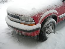 the blazer stuck in the driveway