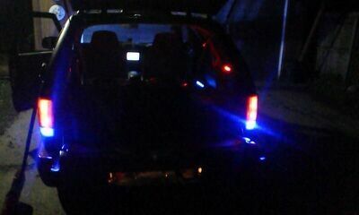 blue reverse tail lights