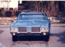 This is a blue Cutlass "S" model year 1971.