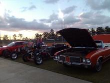 Another pic of the cutlass at a little neighborhood car show before restoration. My hubby's last project a model T rat rod.