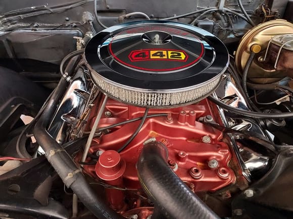 '67 400ci E block & C heads (professionally ported).  Car came to me with an Edelbrock 2151 Performer intake and Holley/Street Demon 750cfm carb.  I have the original Quadrajet, but the car runs so well "as is", and I'm a novice mechanic, so I'm not fixing what ain't broken!
