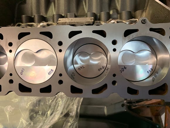 Auto tech pistons, 10.5:1 compression with 82 cc chambers.