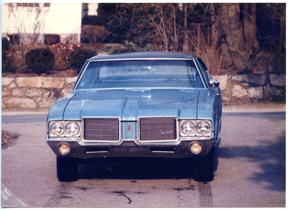 This is a blue Cutlass "S" model year 1971.